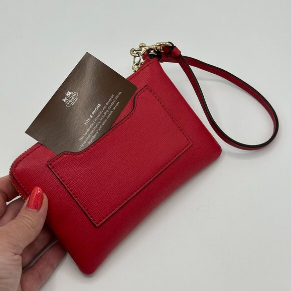 NWOT Coach Small Leather Wristlet - Pink Scarlet - Picture 3 of 13